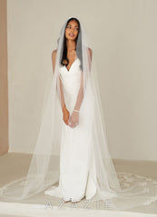 The Charity Cathedral Veil with Glimmering Lace  ivory