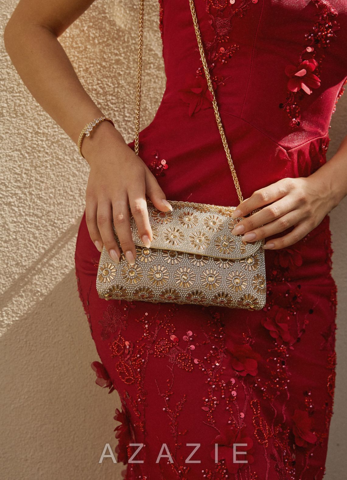 Rhinestone Sunburst Shoulder Bag  gold