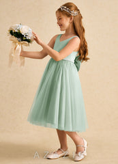 Azazie Firefly Agave A-Line Bow Matte Satin Dress
