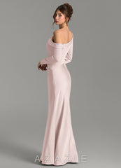 Azazie Sandra Blushing Pink Mermaid Long Sleeve Stretch Satin Dress blushing_pink
