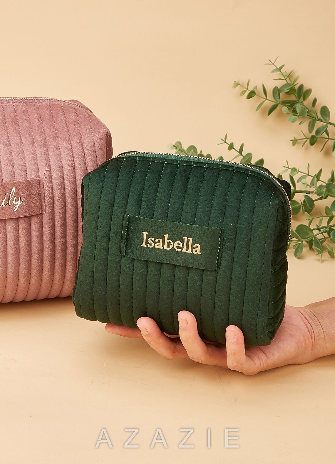 Personalized Name Makeup Bag  dark_green