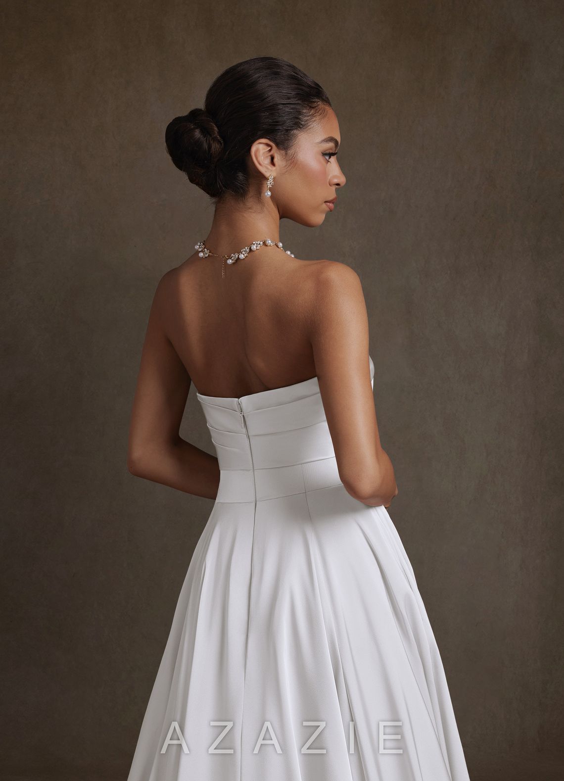 Azazie Alta Diamond White A-Line Strapless Stretch Satin Dress diamond_white