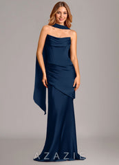 Azazie Pelagia Dark Navy Mermaid Corset Stretch Satin Convertible Dress dark_navy