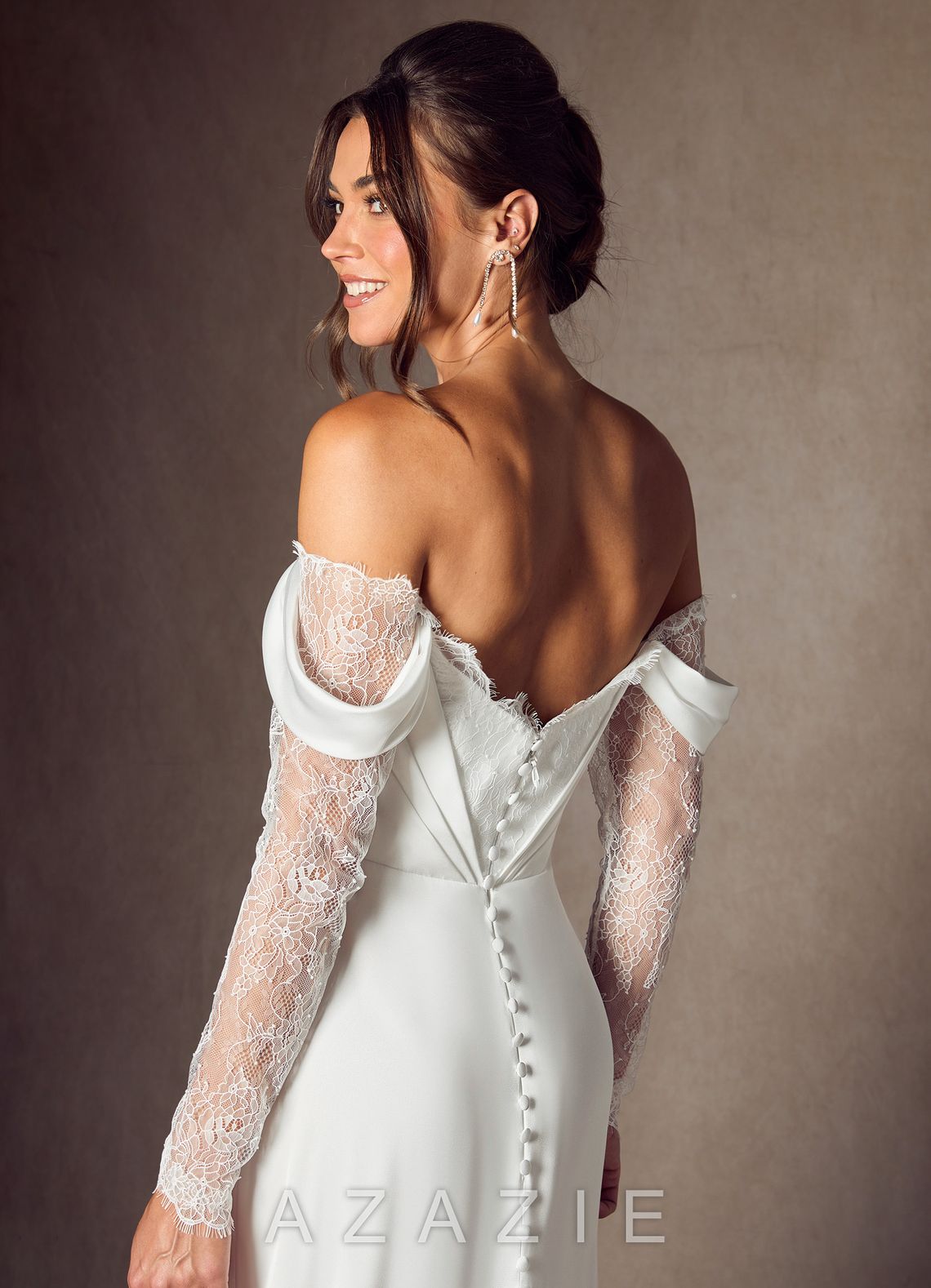 Azazie Alexa Diamond White A-Line Sweetheart Neckline Lace Dress