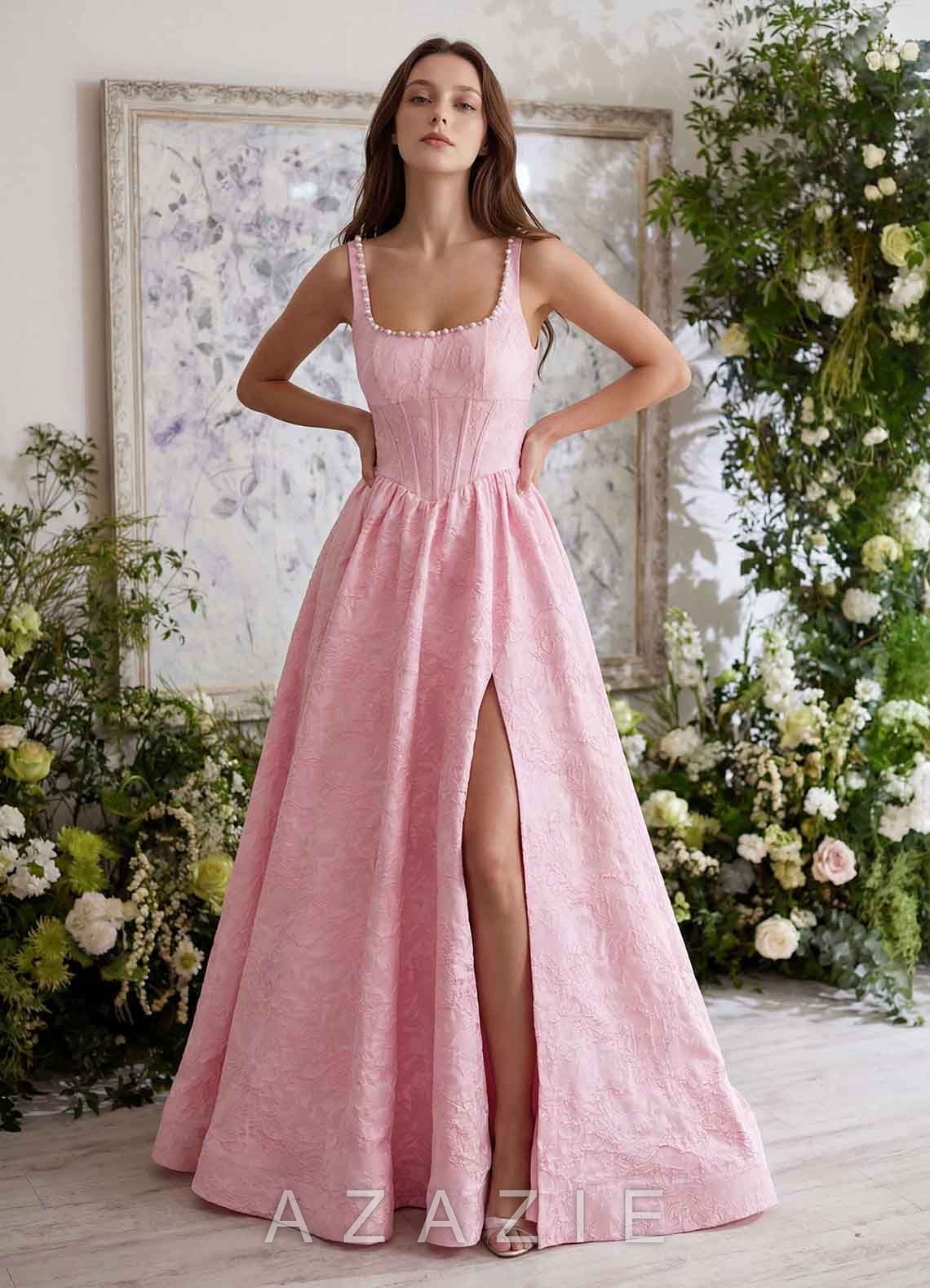 Thyme Pink A-line 3D Flowers Prom Dress  sp_pink_#p134899