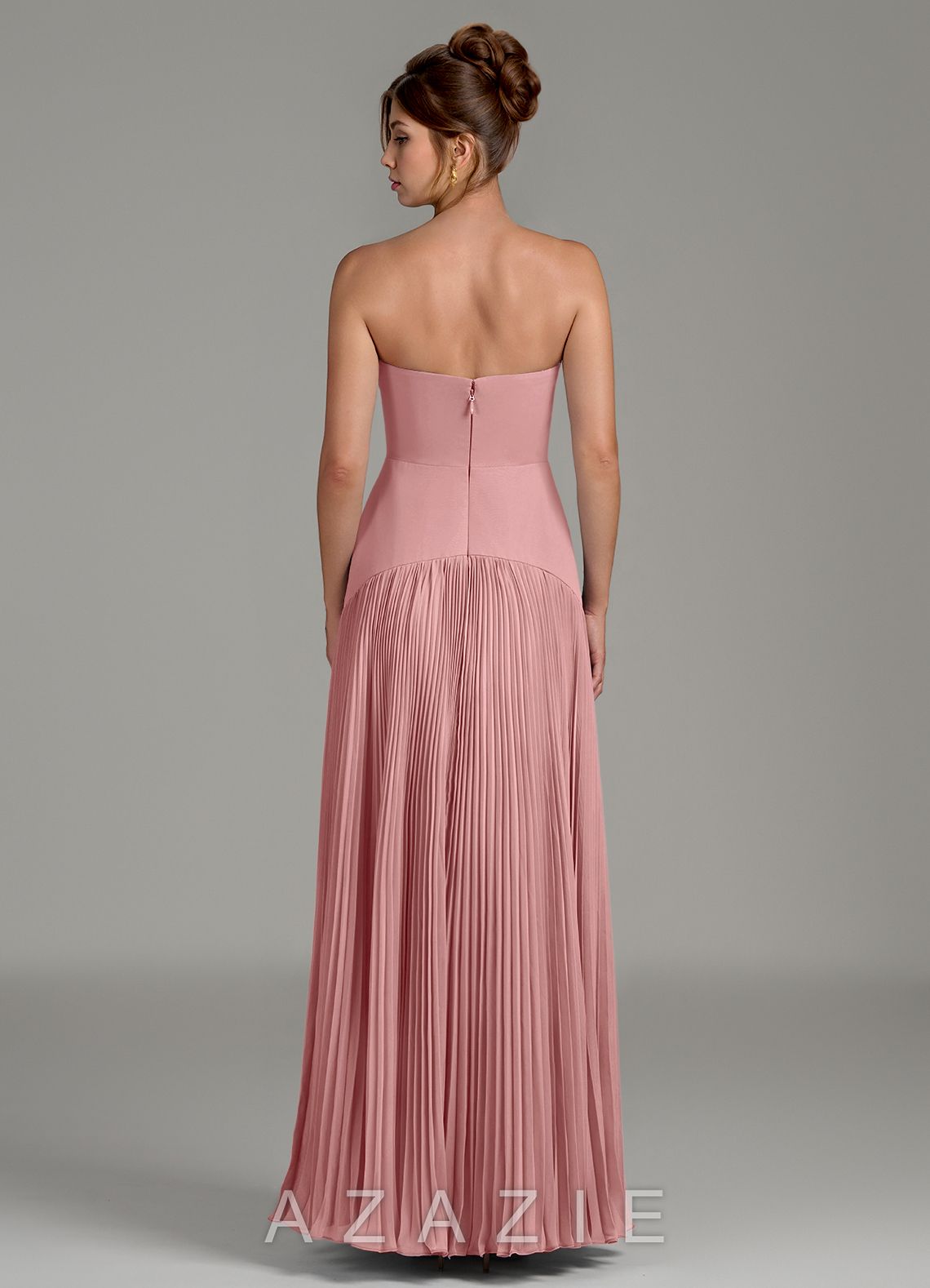 Azazie Yuliana Dusty Rose A-Line Strapless Chiffon Dress dusty_rose