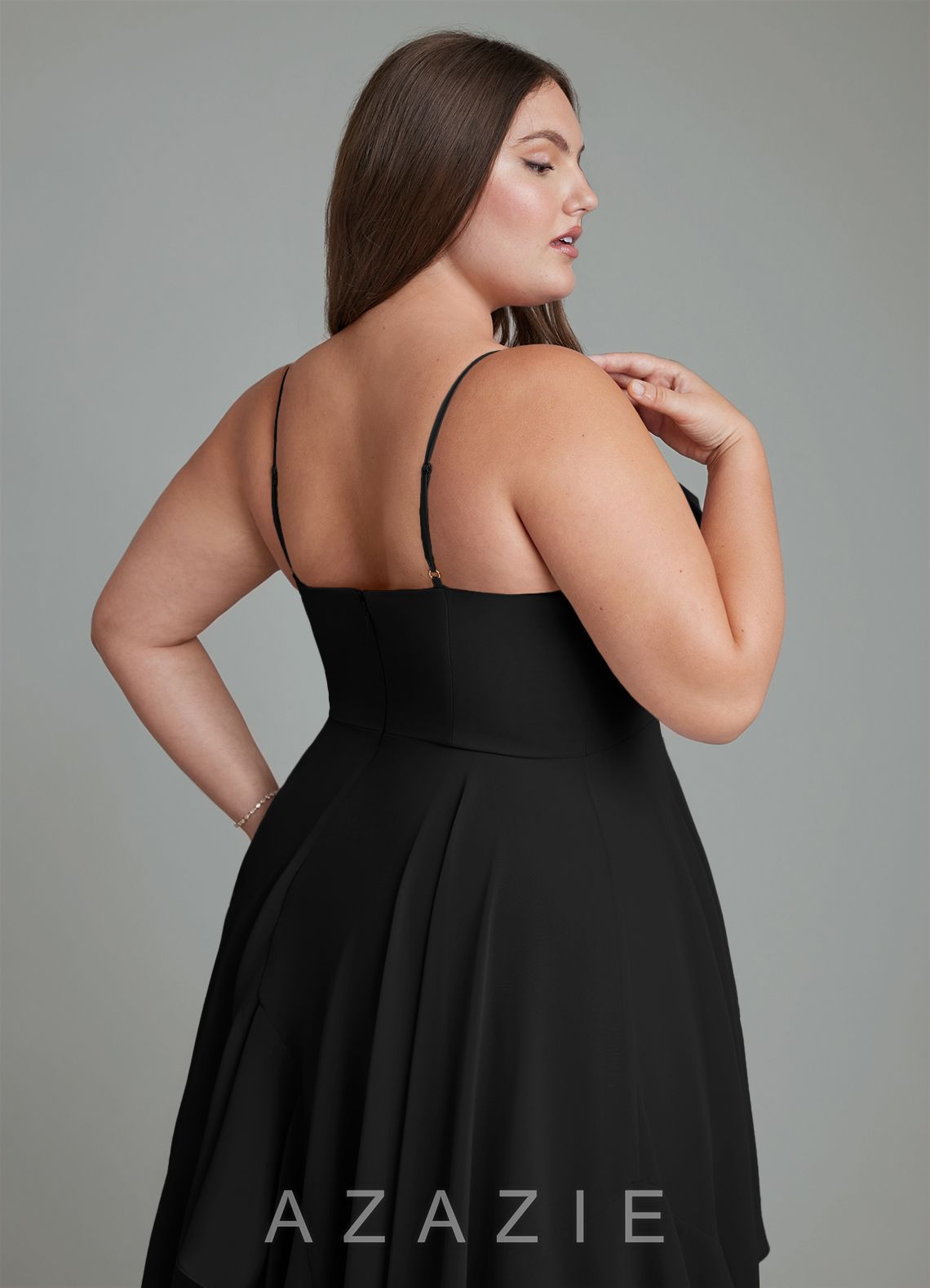 Azazie Zaina Black A-Line Chiffon Dress black