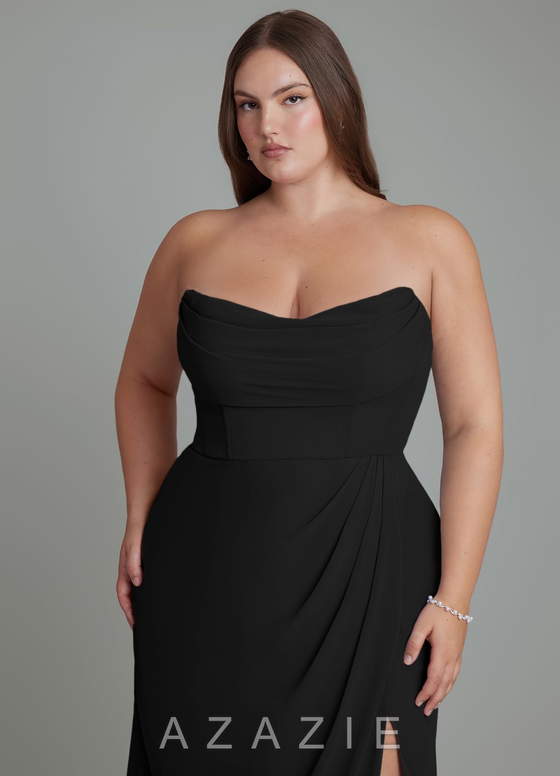 Azazie Johana Black Mermaid Off the Shoulder Chiffon Convertible Dress black