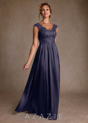 Azazie Amethyst Stormy A-Line Lace Dress stormy