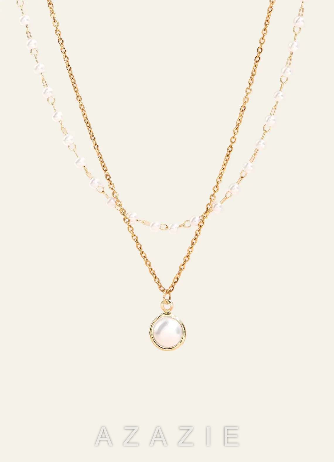 Charming And Chic Gold Double Pearl Necklace