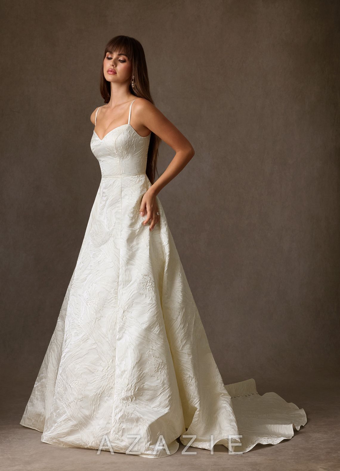 Azazie Selma Antique White A-Line Sweetheart Neckline Jacquard Dress antique_white