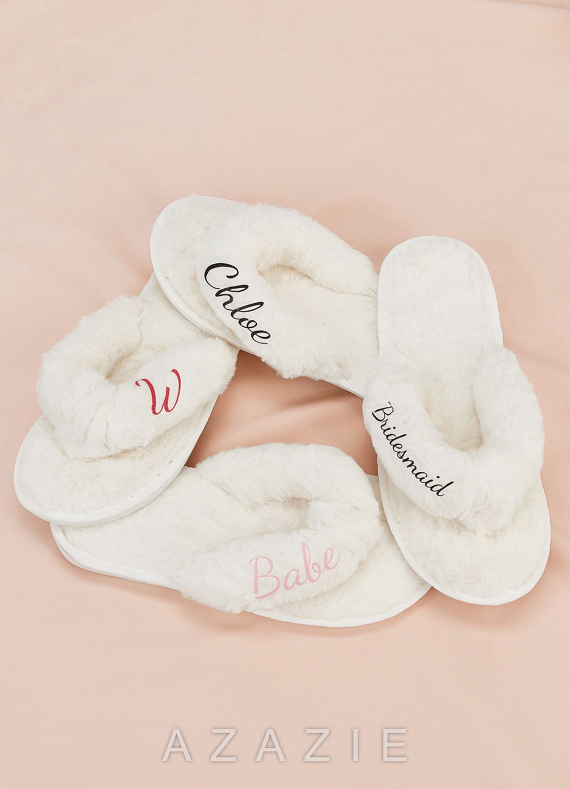 Personalized Bride Bridesmaid Fluffy Slippers