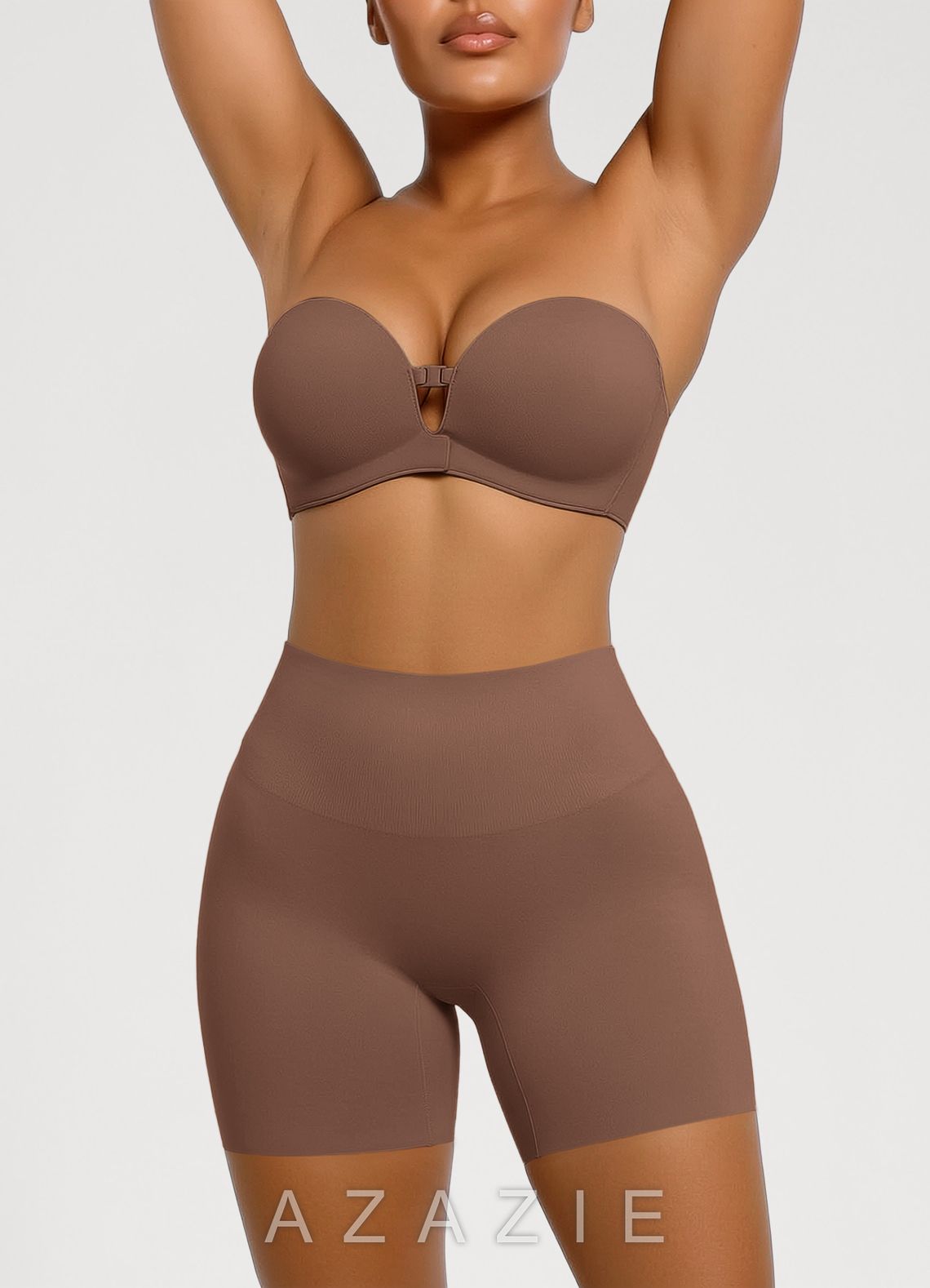 High Waist Tummy Control Seamless Shapewear Shorts  brown