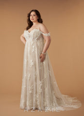 Azazie Florentina Wedding Dress Diamond White Nude A-Line Sweetheart Sequins Tul