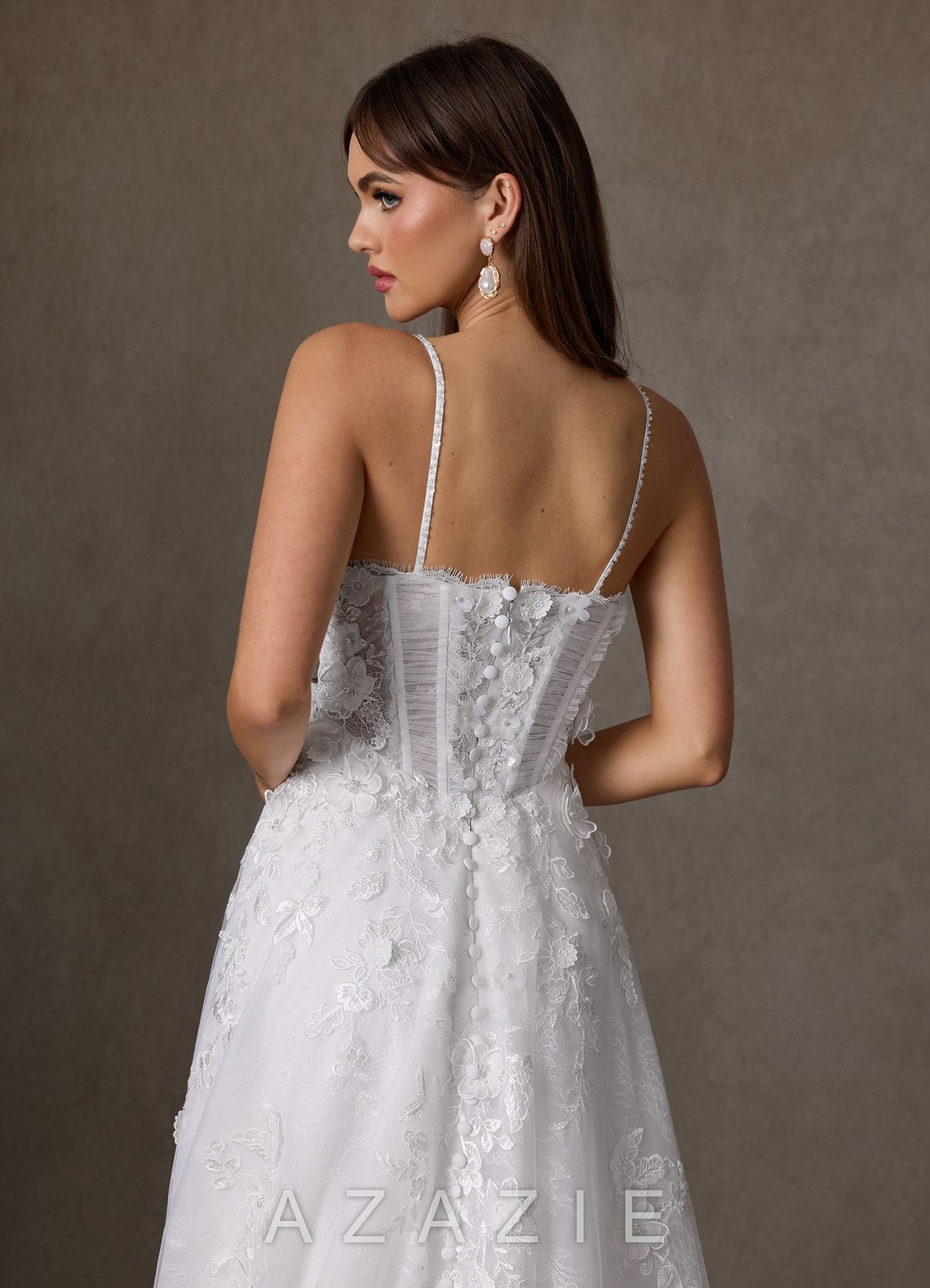 Azazie Ramina Diamond White A-Line Sweetheart Neckline Lace Dress