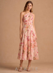Noelle {color} Midi Dress  sp_abstract_bouquet_floral_#111401