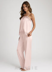Lace and Satin Cami and Pants Pajama Set
