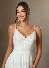 Azazie Gala Wedding Dress Diamond White A-Line Lace Chiffon Dress diamond_white