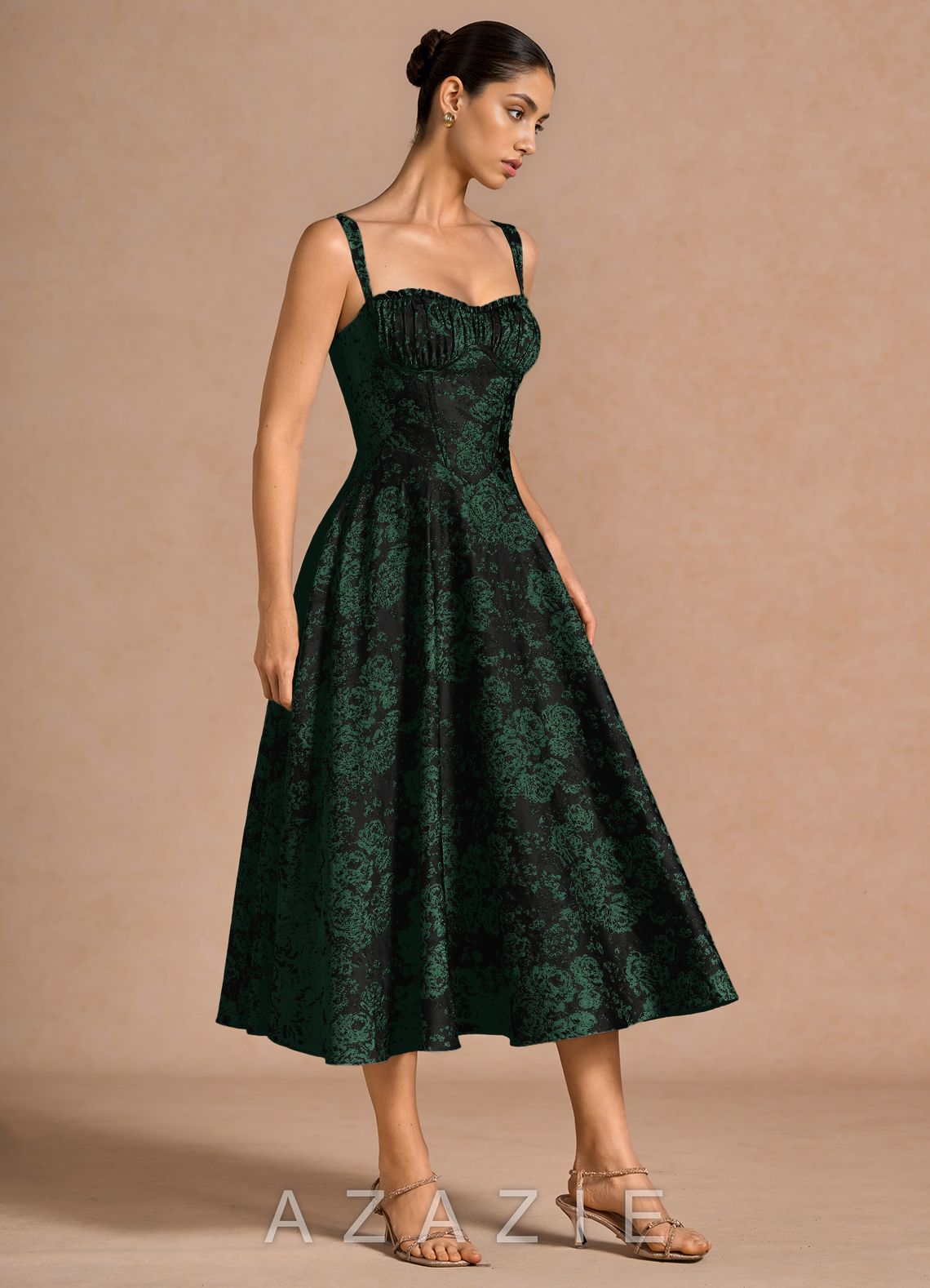Amity {color} Midi Dress  sp_emerald_black_#eb134985