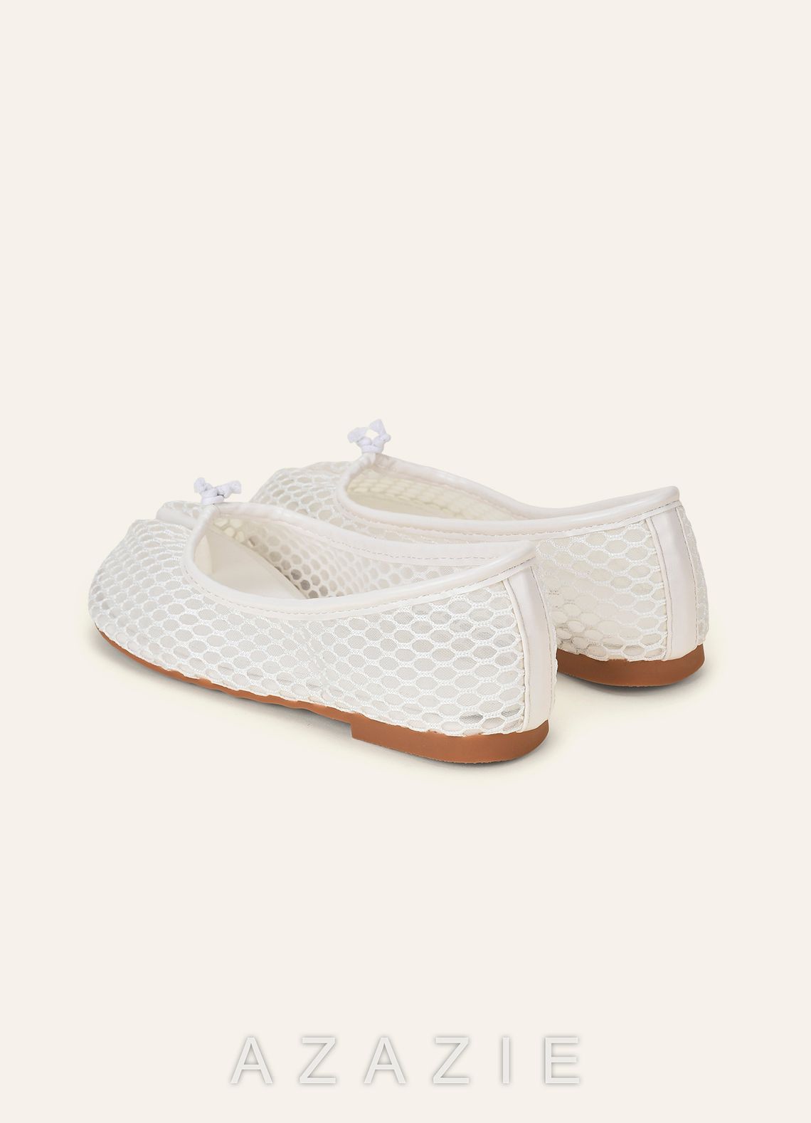 Mesh Split-Toe Tabi Fold Ballerina Ballet Flats  ivory