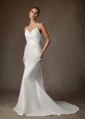 Azazie Moriah Diamond White Sheath Stretch Mikado Dress diamond_white