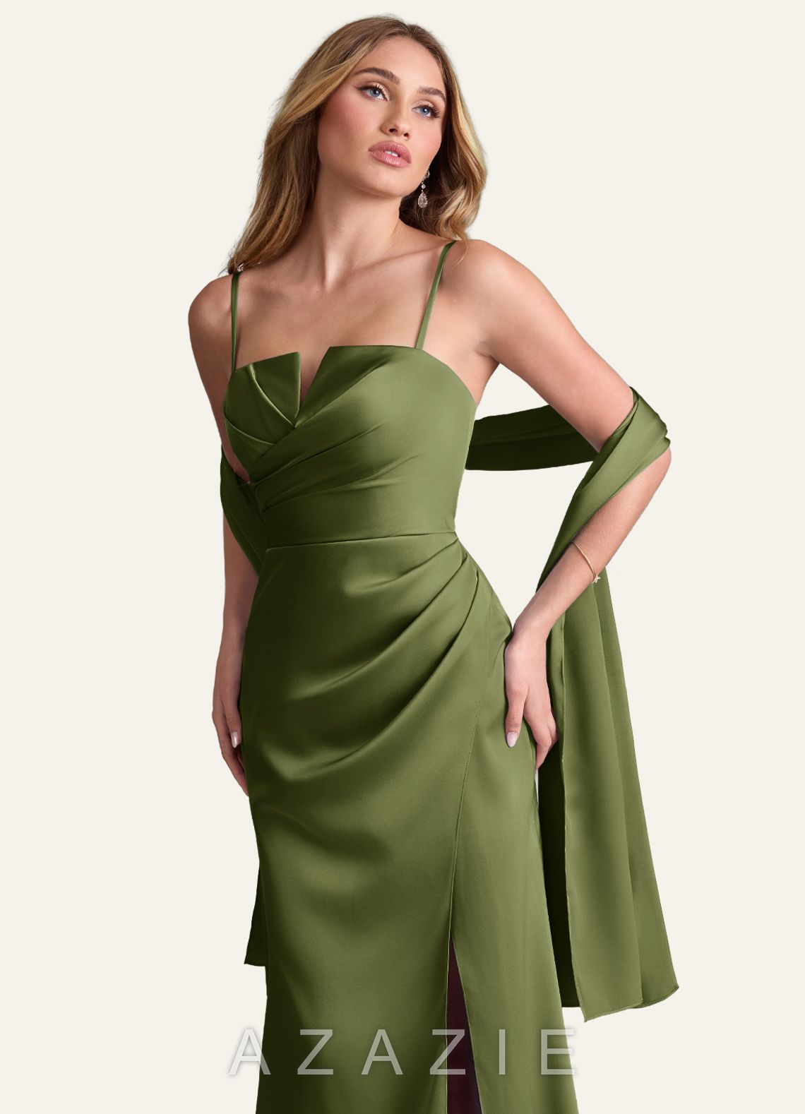 Azazie Matching Color Ireland Stretch Satin Shawl