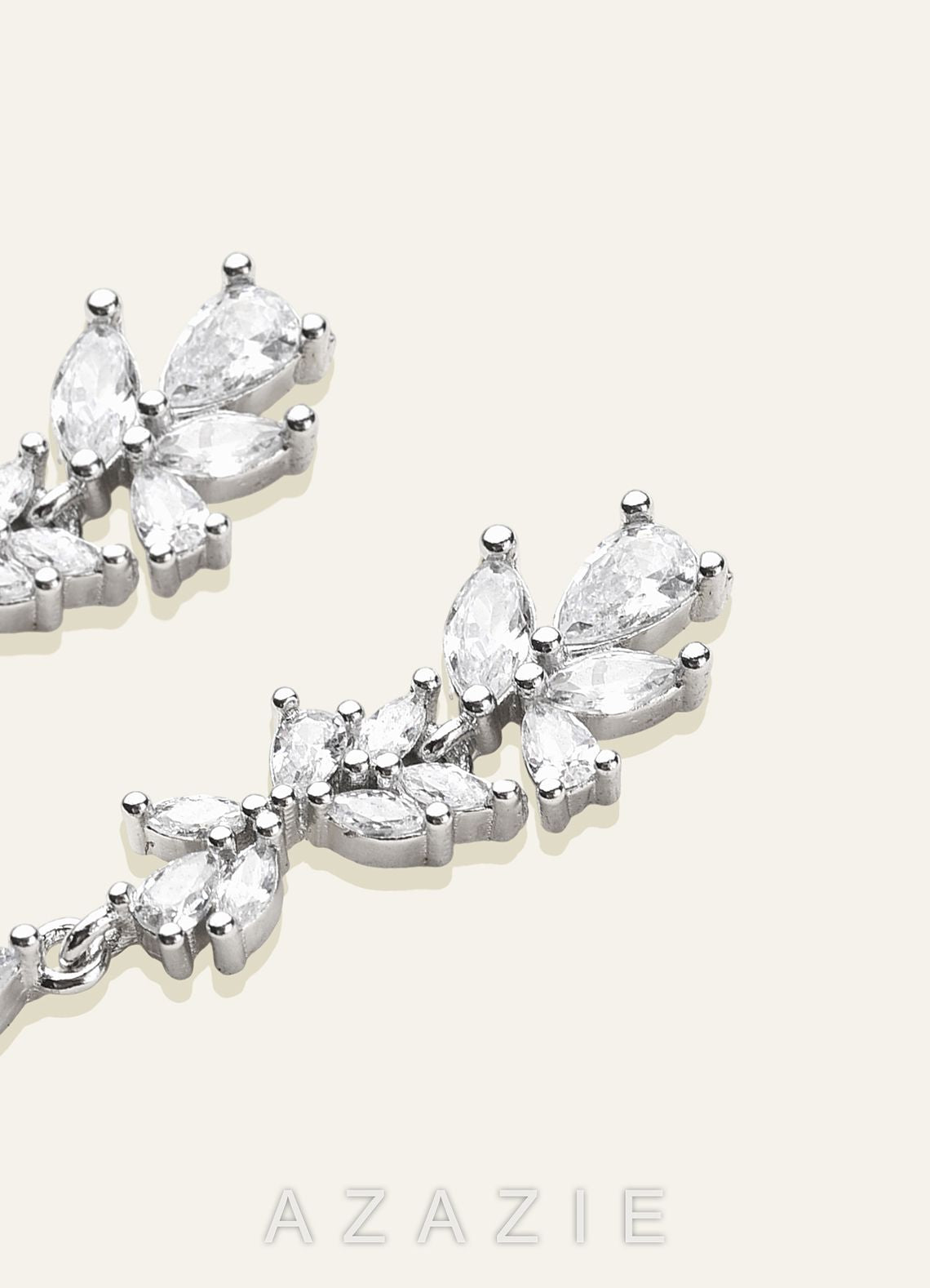 Leaf CZ Teardrop Drop Earrings