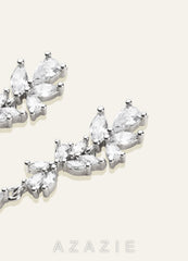 Leaf CZ Teardrop Drop Earrings