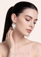 Floral Pearl Drop Earrings  white