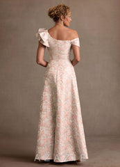 Azazie Fran Dusty Rose A-Line Ruched Jacquard Dress dusty_rose