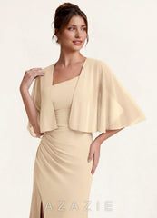 Azazie Matching Color Chiffon Short Cape Shawl  champagne