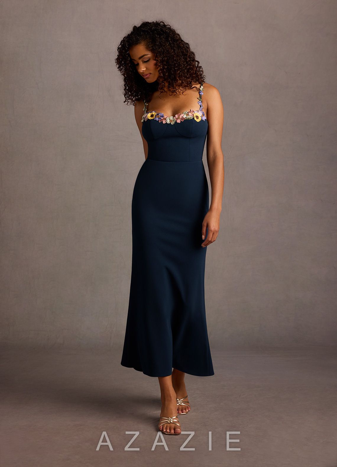 Jalise {color} Floral Neckline Maxi Dress  sp_navy/multi_#nm134264