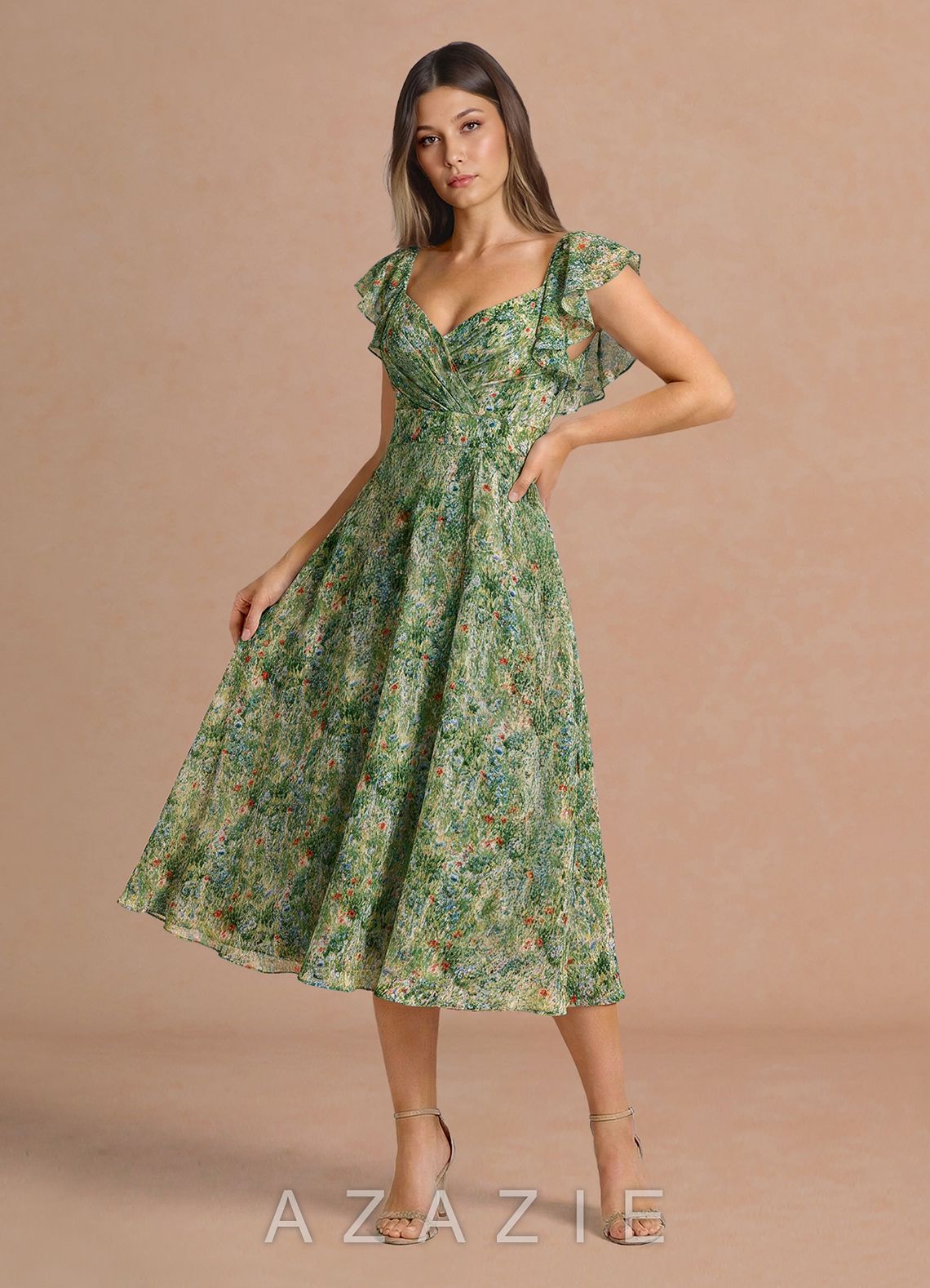 Saskia {color} Midi Dress  sp_green_floral_#gf134901