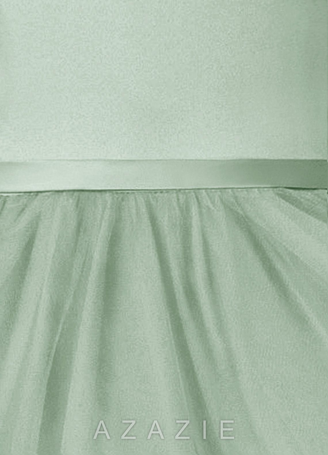 Azazie Marybell Agave A-Line Bow Tulle Dress agave