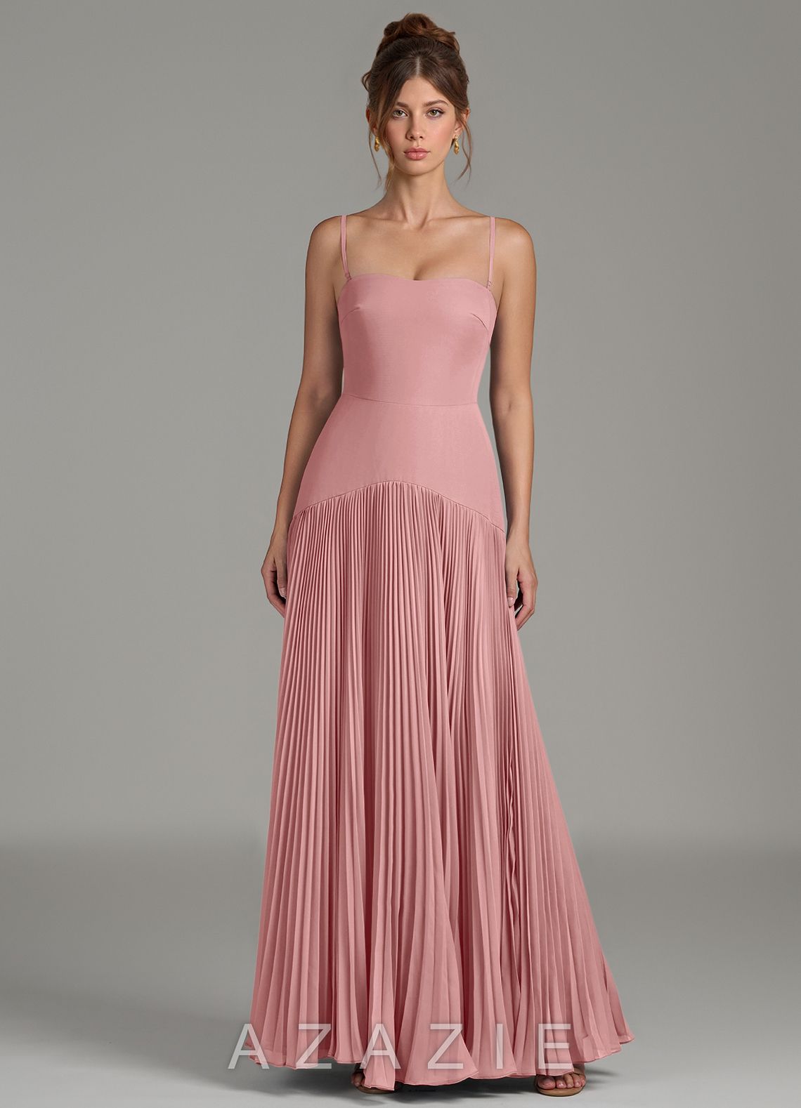 Azazie Yuliana Dusty Rose A-Line Strapless Chiffon Dress dusty_rose