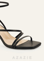 Ankle Strap Block Heel Sandals  black
