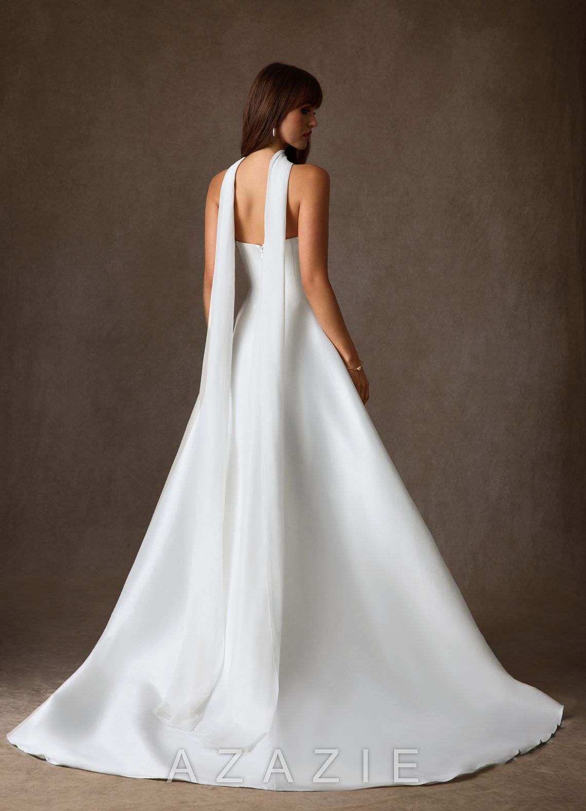 Azazie Adinah Diamond White A-Line Strapless Mikado Dress diamond_white