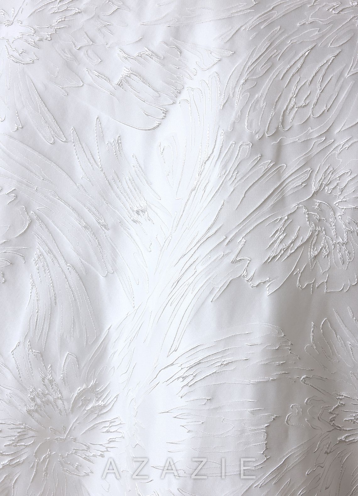 Azazie Cheyenne Diamond White A-Line with Pockets Floral Jacquard Dress diamond_white