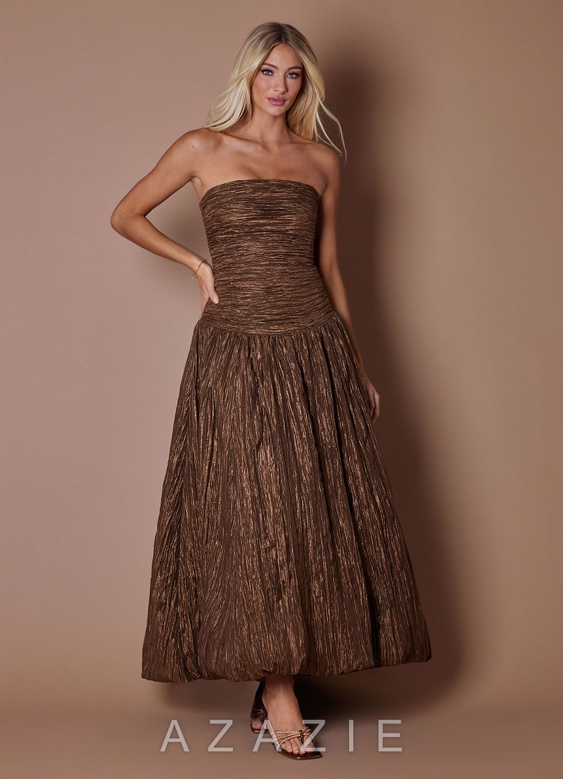 Mel {color} Maxi Dress  sp_metallic_brown_#mb134234