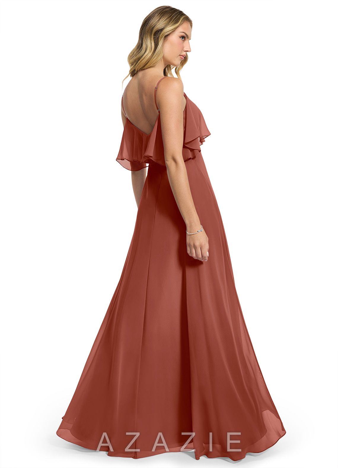 Azazie Jean Auburn A-Line Chiffon Convertible Dress auburn