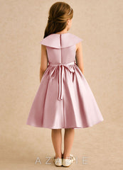 Azazie Acorn Powder Pink A-Line Pleated Matte Satin Dress powder_pink
