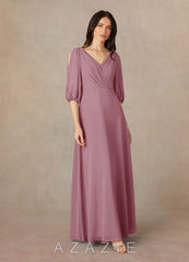 Azazie Bronwyn Vintage Mauve A-Line V-Neck Ruched Chiffon Dress vintage_mauve
