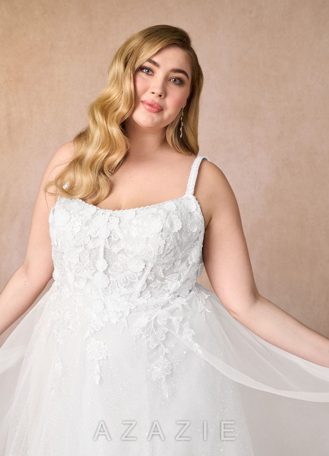 Azazie Jovana Wedding Dress Diamond White A-Line Scoop Tulle Dress diamond_white