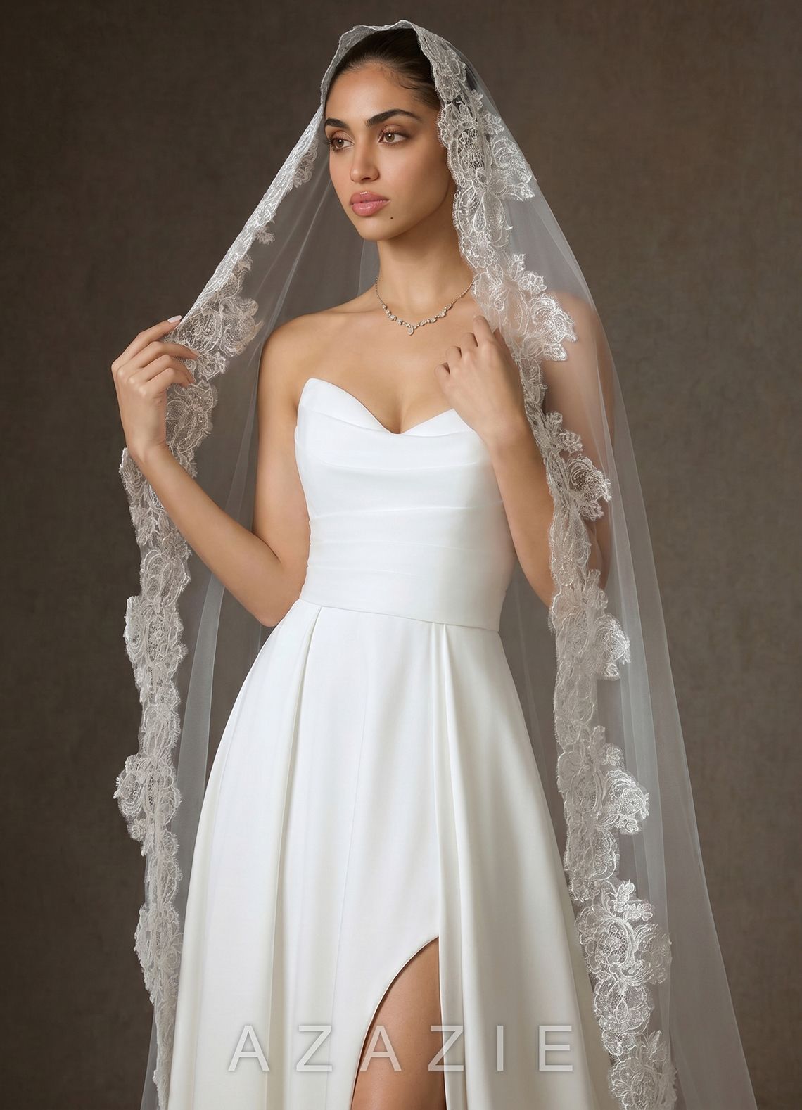 Lace Mantilla Isabella Cathedral Veil  diamond_white