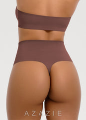 X-Shaped Tummy Control High Waist Stretch Shaping Thong  dark_coffee