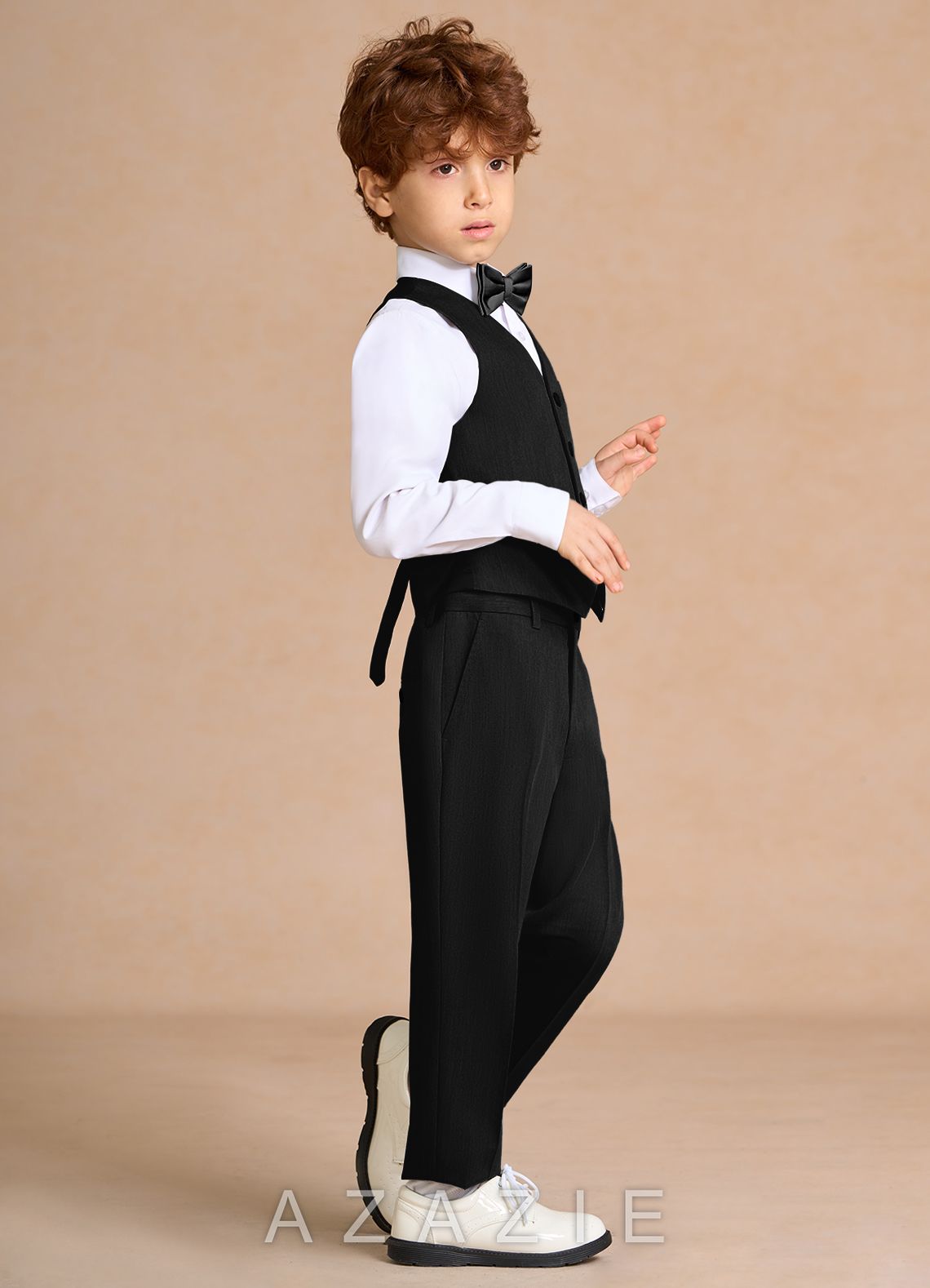 Oliver Black Boys 5-Piece Suit With Bow Tie