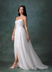 Azazie Ivonnah Diamond White A-Line Strapless Tulle Dress