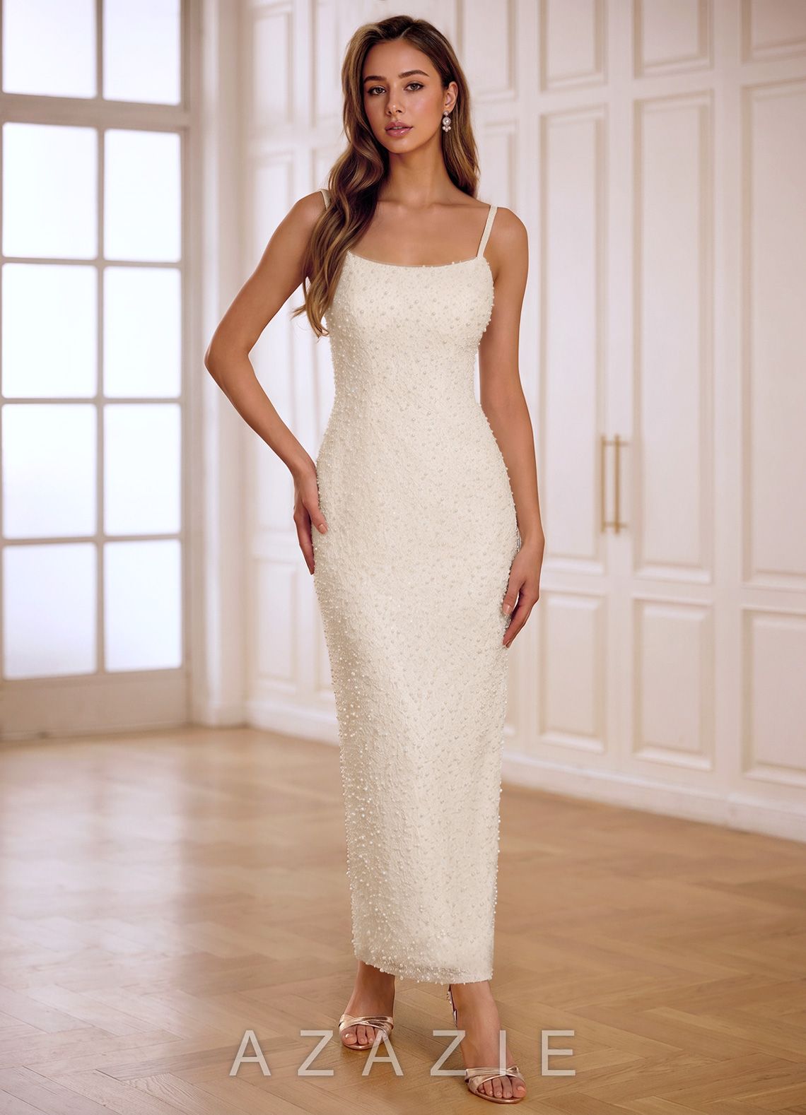 Florginem White Beading Lace Wedding Guest