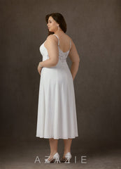 Azazie Xena Diamond White A-Line Stretch Crepe Dress