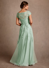 Azazie Jalinda Agave A-Line Lace Chiffon Dress agave